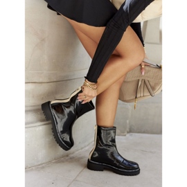 S.Barski Warme schwarze Lackstiefel für Damen Merellien 2