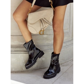 S.Barski Warme schwarze Lackstiefel für Damen Merellien 1