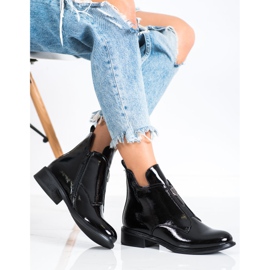 Filippo Stilvolle lackierte Stiefel schwarz 2