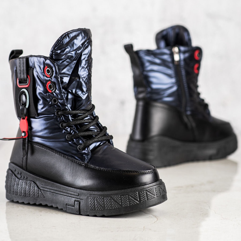 Seastar Warme Schneeschuhe auf der Plattform schwarz navy blau 1