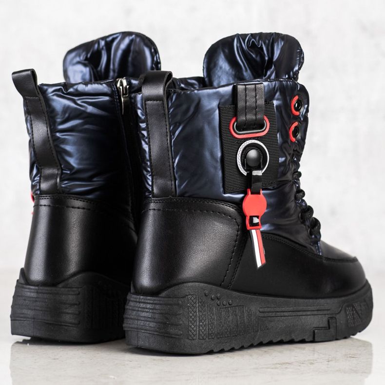 Seastar Warme Schneeschuhe auf der Plattform schwarz navy blau 2