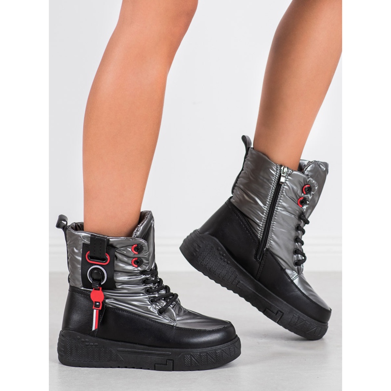 Seastar Warme Schneeschuhe auf der Plattform schwarz silber- grau 2