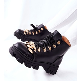 PS1 Warme Trapper-Stiefel für Damen mit Kette Schwarz Labri 1