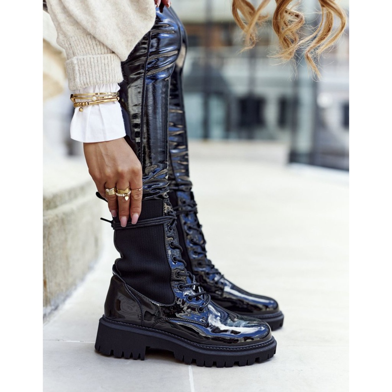 PM1 Damen Stiefel Lackiert Schwarz Maxine 2