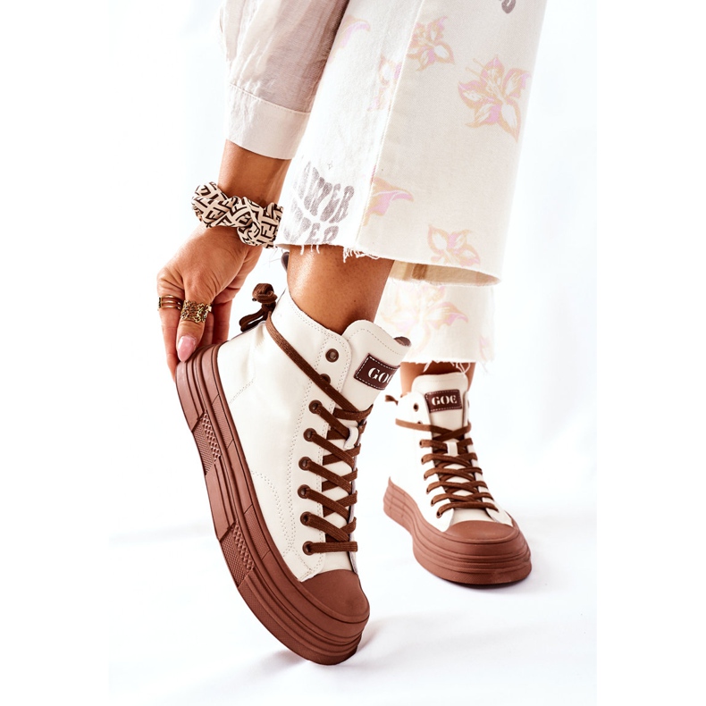 Damen-Sneaker mit hoher Isolierung GOE II2N4034 Weiß braun 1