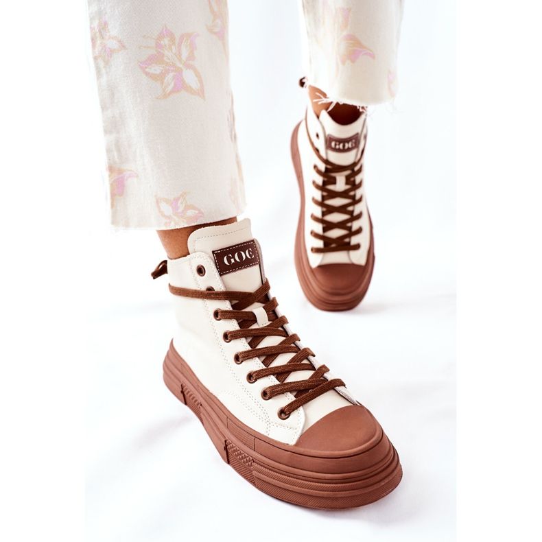 Damen-Sneaker mit hoher Isolierung GOE II2N4034 Weiß braun 2