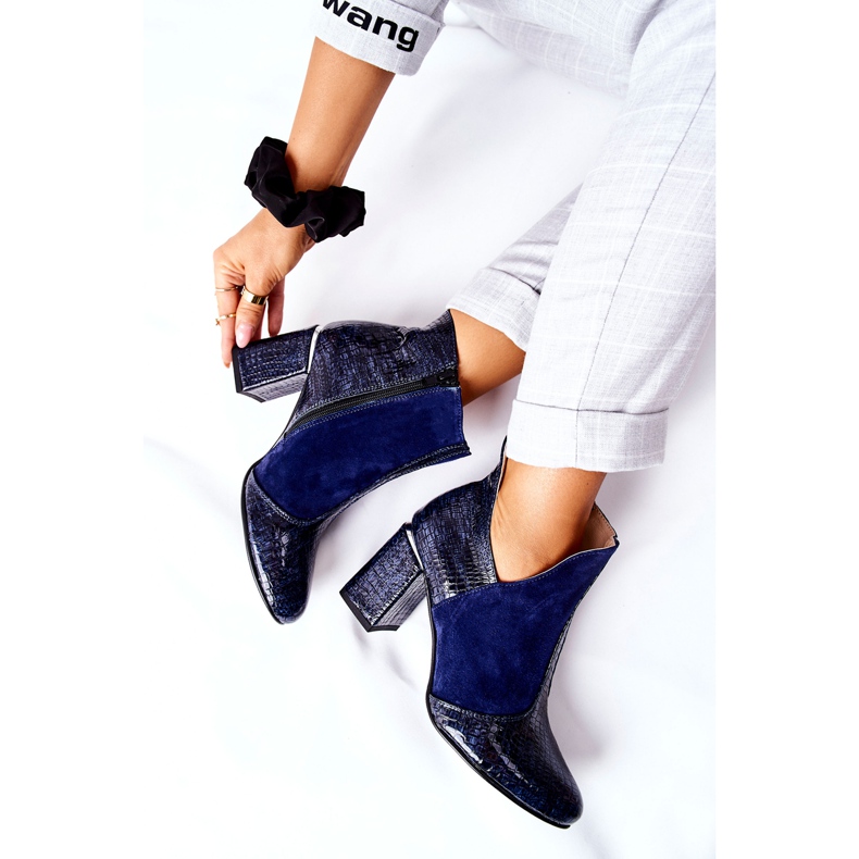 PA2 Lederstiefel für Damen mit Absatz Marineblau I Wish 1