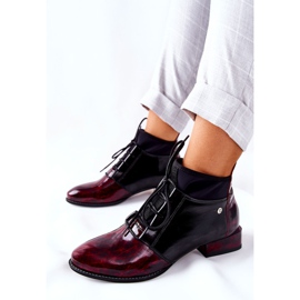Lederstiefel Maciejka 04744-29 Marmorierte Murmeln schwarz rot 1