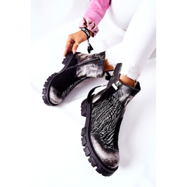 Leder Booties Jodhpurstiefel Maciejka Schwarz-Weiß 05137-21 2