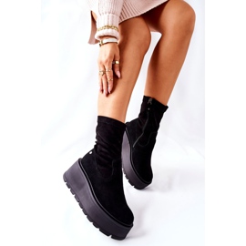 Wildlederstiefel auf der Maciejka Black 05319-01 Plattform schwarz 2