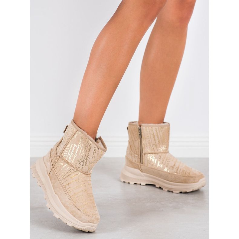 SHELOVET Warmes Mukluki auf der Plattform beige 2