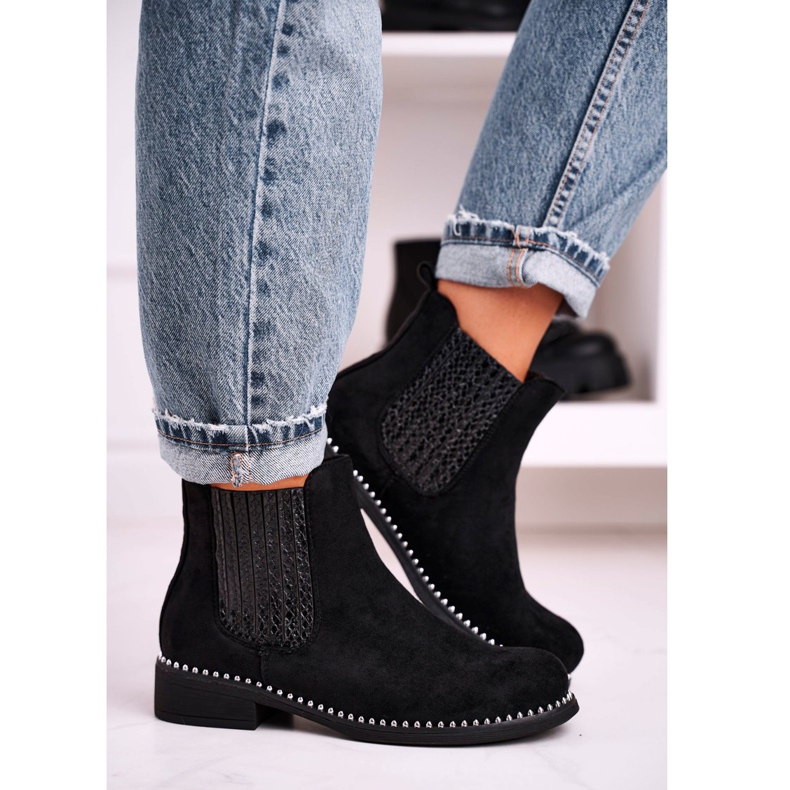 Damen Stiefeletten Jodhpur Stiefel Wildleder Schwarz Meagan 2