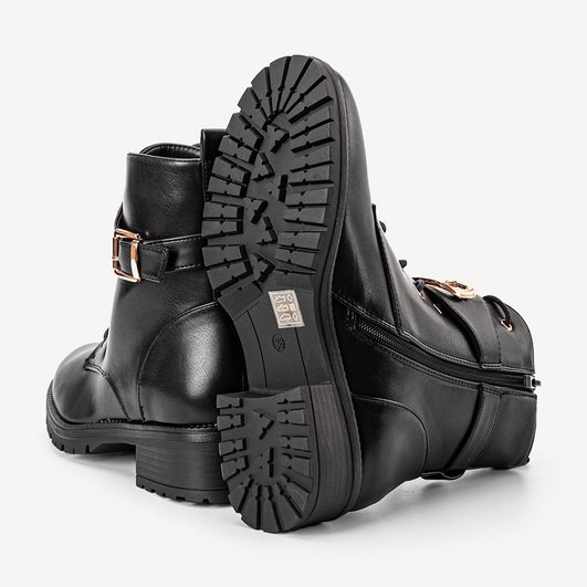 Schwarze Versi Arbeitsstiefel mit flachem Absatz 1