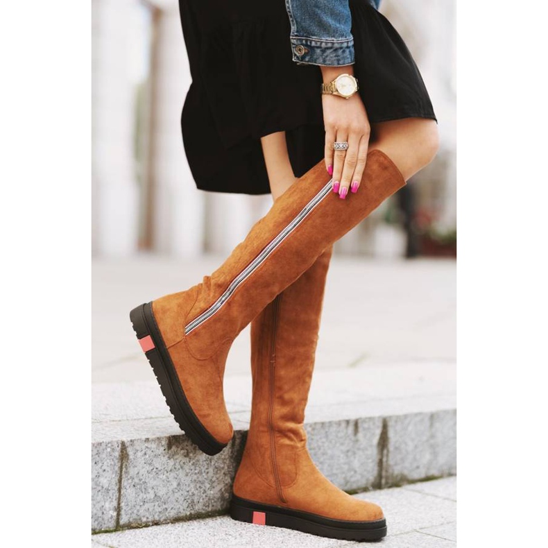 Camel flach verzierte Stiefel Liana braun 1