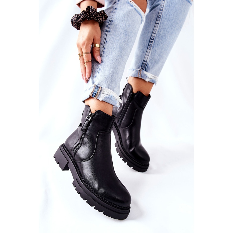 PE1 Schwarze Silvan Stiefel mit Reißverschlüssen 2