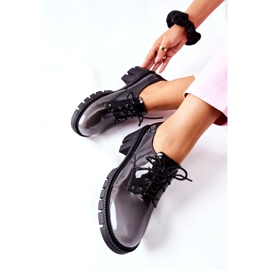 S.Barski Lackierte, gebundene schwarz-graue Mosa Schuhe 2