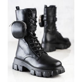 Bestelle Modische Stiefel mit Tasche schwarz 1