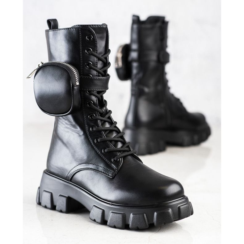 Bestelle Modische Stiefel mit Tasche schwarz 1