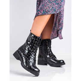 SHELOVET Trapper-Stiefel zum Schnüren schwarz 2