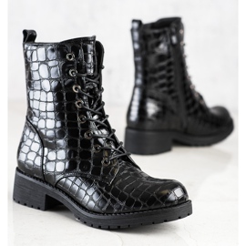 SHELOVET Trapper-Stiefel zum Schnüren schwarz 1