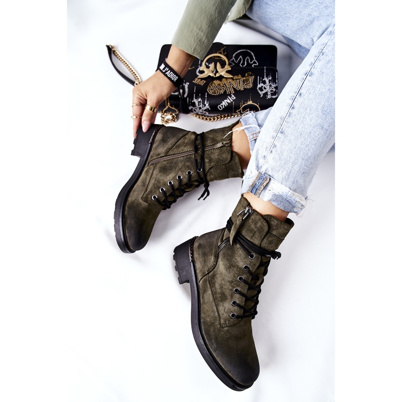 PE1 Hohe Arbeitsstiefel mit grünen Maisa-Reißverschlüssen 1