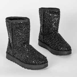 Schwarze glänzende Schneestiefel von Moon silber- 1