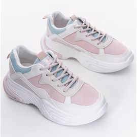 Cremefarbene Yumiko Mesh-Sneakers weiß rosa 1