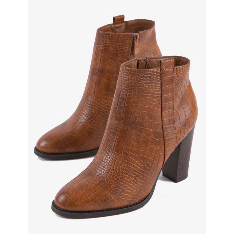 Kamelstiefel am Krokodilpfosten mit Remini-Muster braun 2