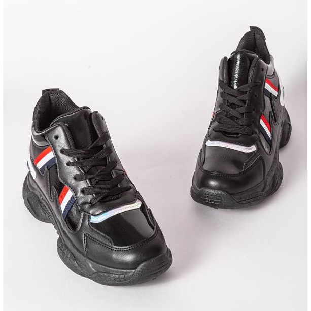 Schwarze hässliche Schuhe auf dicken Lexi-Sohlen mehrfarbig 1