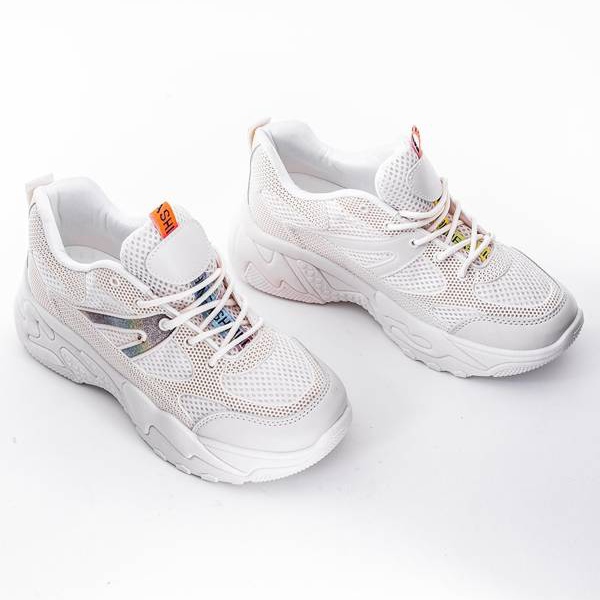 Beige Sneaker mit dicker Alice-Sohle weiß 1