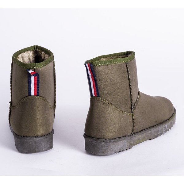 Emmies grüne Schneestiefel mit flacher Sohle grau 1