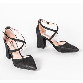 Schwarze Pumps am Shine-Pfosten silber- 1