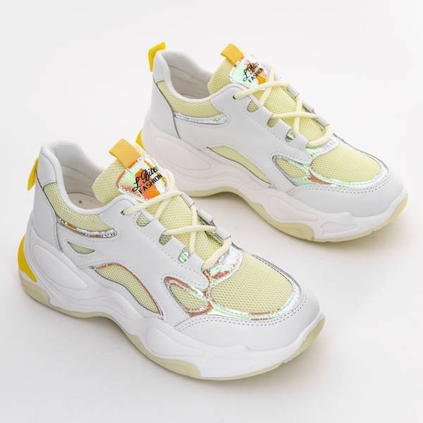 Weiße Sneaker mit dicker Sohle von Big Fun gelb 1