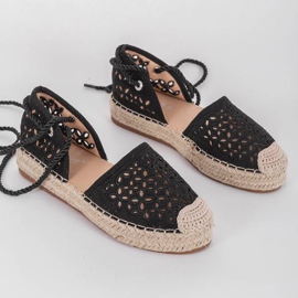 Schwarze Peekaboo durchbrochene Espadrilles 1