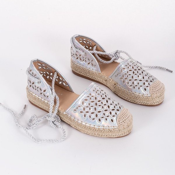 Peekaboo durchbrochene silberne Espadrilles grau 1