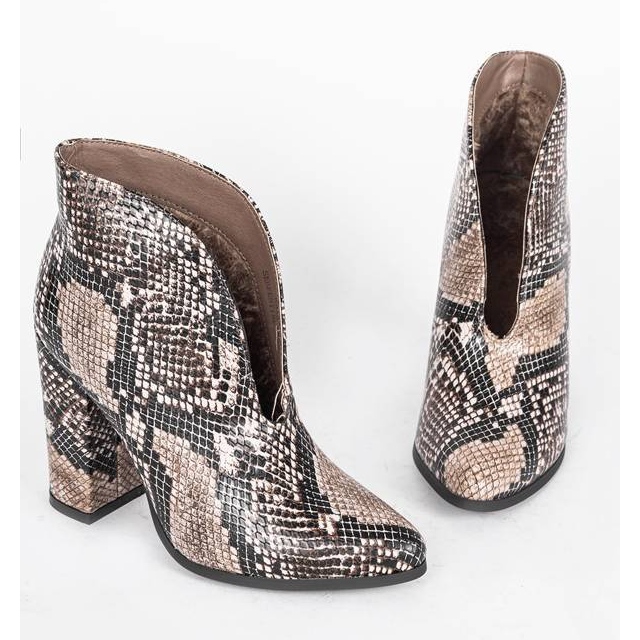 Schlangen-Stiefeletten auf dem Jamie-Pfosten braun schwarz 1