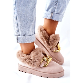 PB1 Hausschuhe mit goldener Kette für Damen Beige Ardrums 2