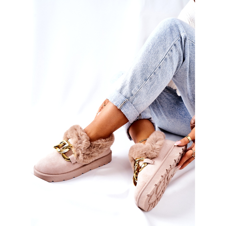 PB1 Hausschuhe mit goldener Kette für Damen Beige Ardrums 5
