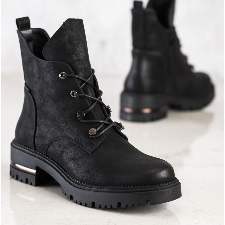 Modische Schnür-Worker von Sergio Leone schwarz 2