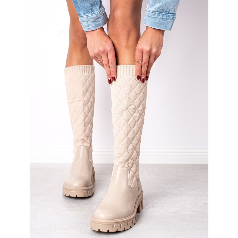 Seastar Gesteppte Plateaustiefel beige 1