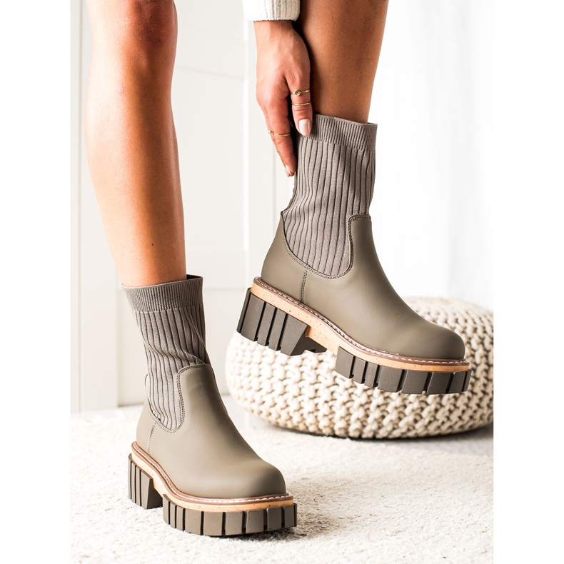 Seastar Booties Jodhpur-Stiefel mit Socke beige grün 1