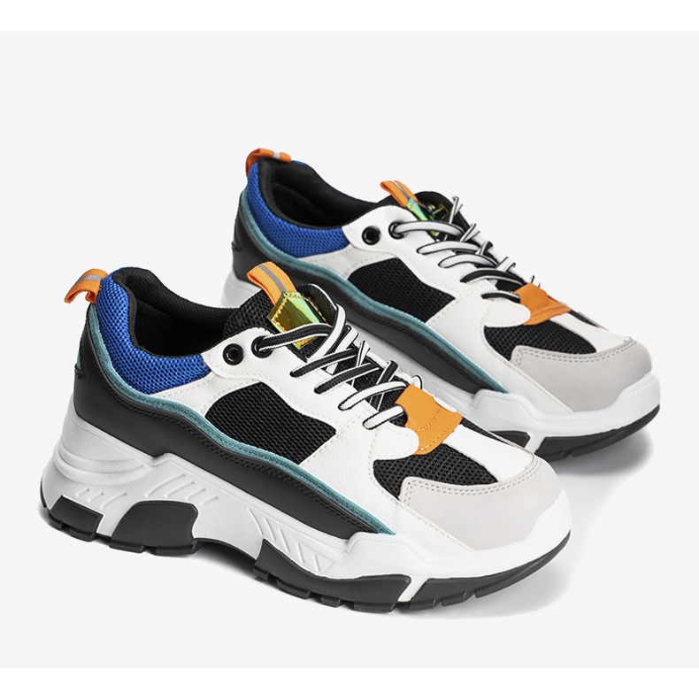 Schwarze Sneaker auf hoher Omerta-Sohle weiß mehrfarbig 1