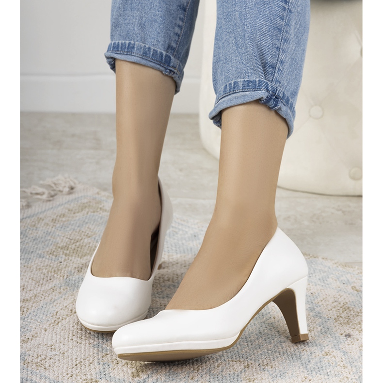 Weiße Pumps auf Stilettoabsatz aus Kunstleder Fink 1