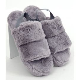 Graue Damen Hausschuhe aus Fell N-92 Grau 1