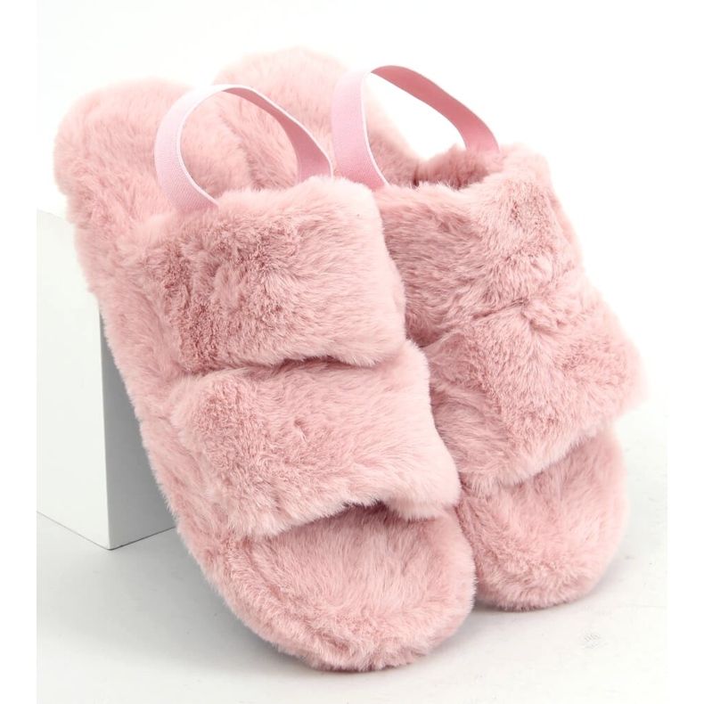 Damen Pelzpantoffeln, schmutzig rosa N-92 Pink 1