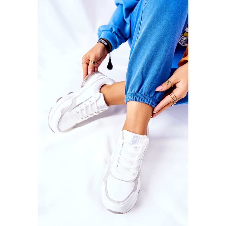 Damen Sportschuhe Memory Foam Big Star II274178 Weiß silber- 2