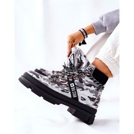 Leder Trappers Stiefel Big Star II274368 Moro Schwarz weiß 2