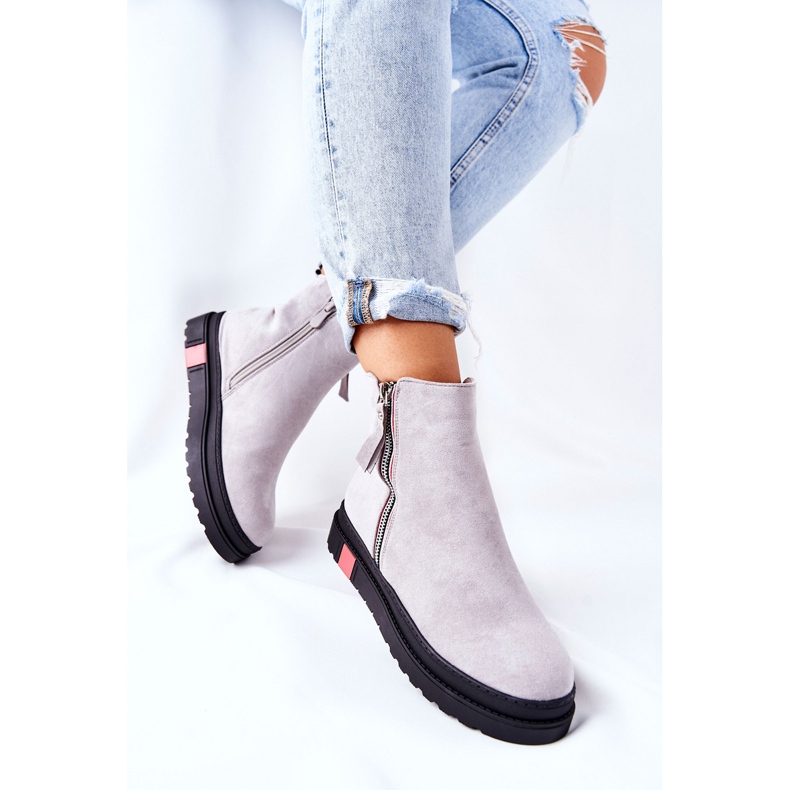 PS1 Wildleder Booties Jodhpur-Stiefel auf der grauen Nessa-Plattform 1