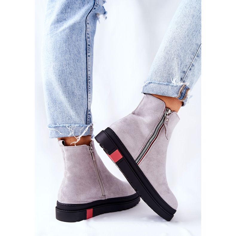 PS1 Wildleder Booties Jodhpur-Stiefel auf der grauen Nessa-Plattform 2