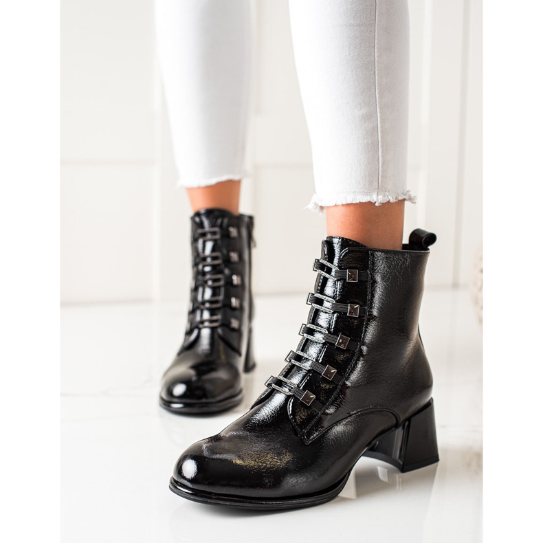 S. BARSKI Bequeme Stiefel mit hohen Absätzen schwarz 1